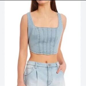 GB Girls Light Blue Denim Crop Top